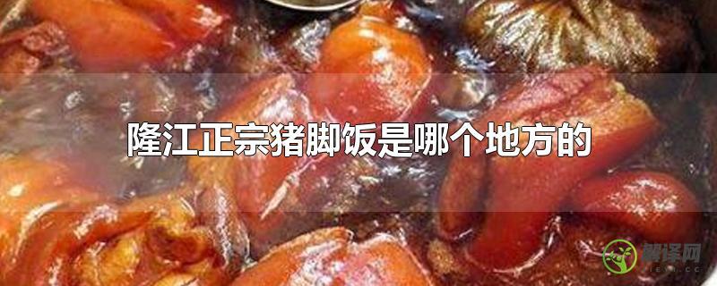 隆江正宗猪脚饭是哪个地方的？