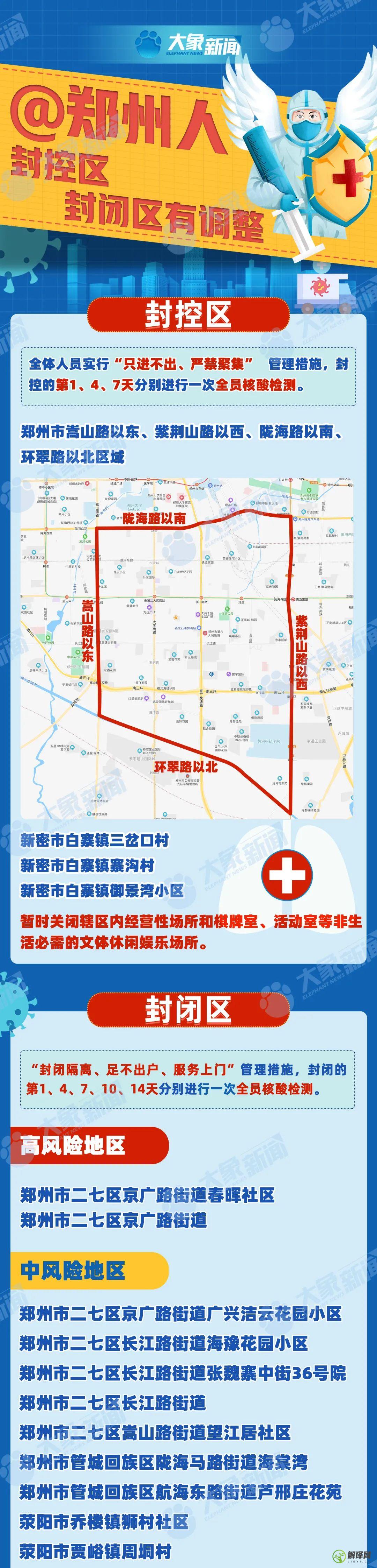 郑州疫情封闭区域地图（一张图看懂郑州目前封闭区域）