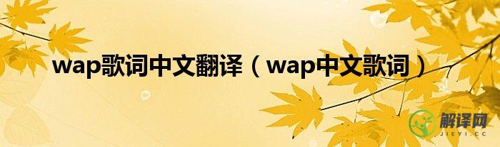 wap中文歌词(卡姐新歌wap中文歌词)