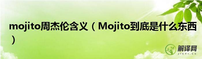 Mojito到底是什么东西(mojito的中文意思是什么)
