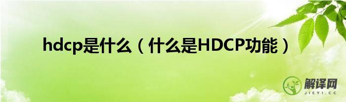 什么是HDCP功能(HDCP技术)