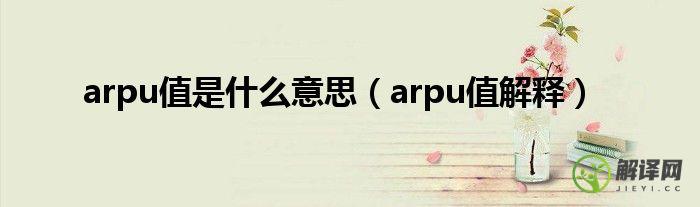 arpu值解释(arpu值主要用来考量什么)