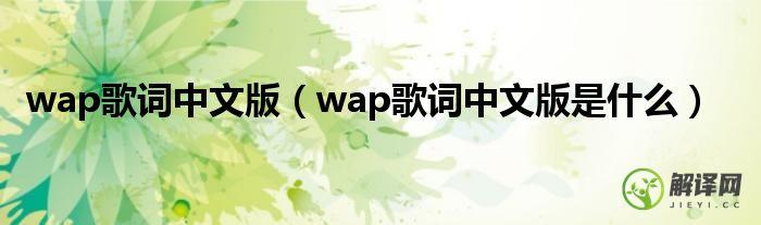 wap歌词中文版是什么(WAP歌词是什么)