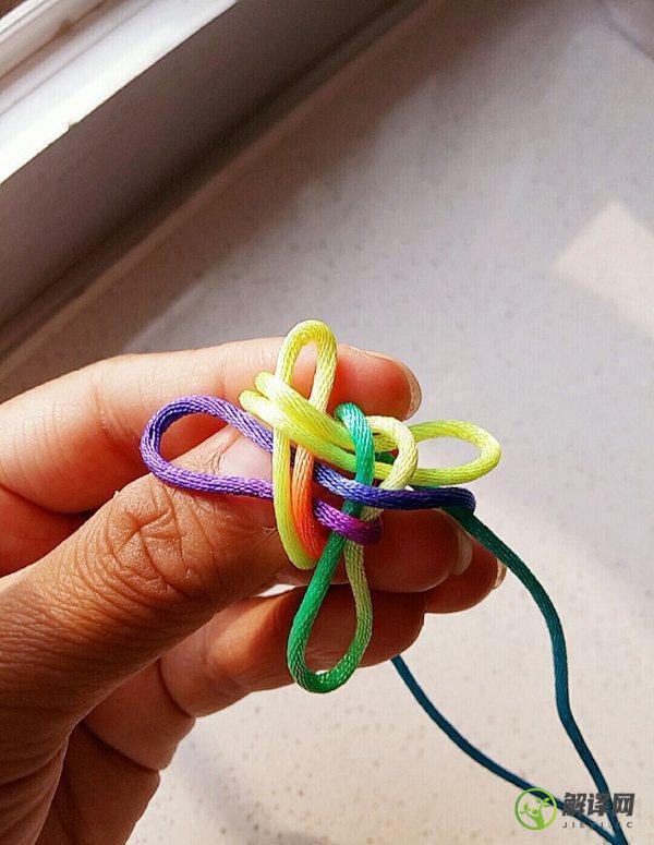 吉祥结手链编织教程，简单七彩绚丽的彩虹手绳图解