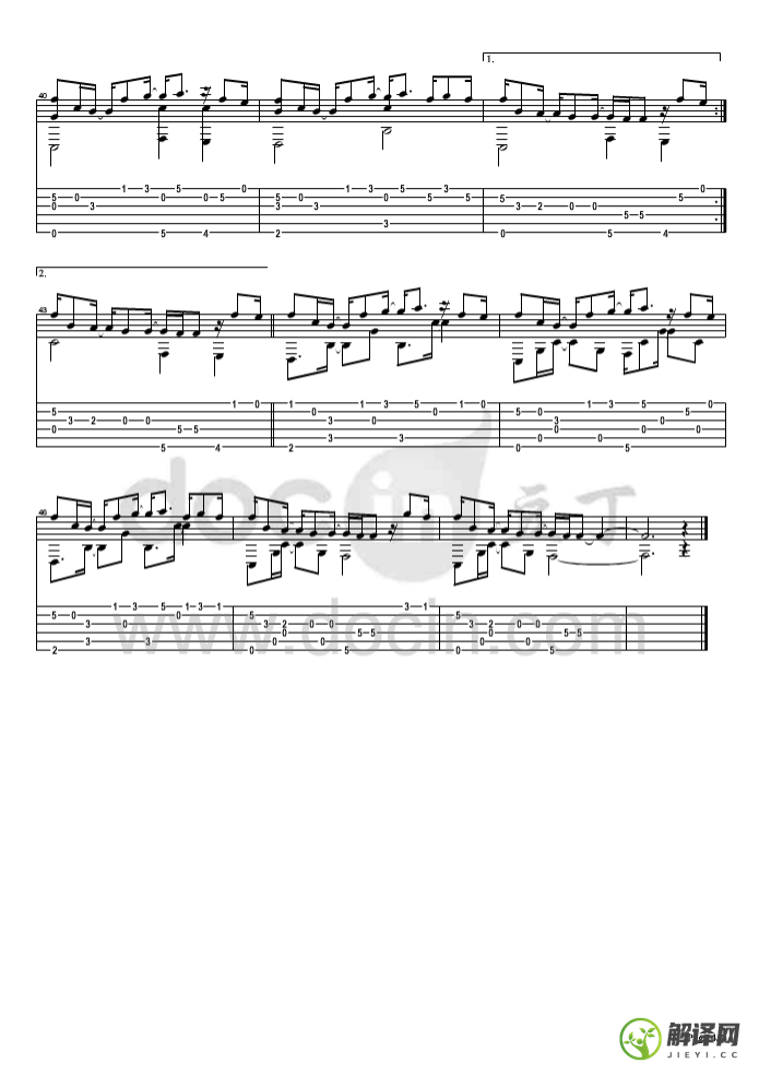 一番の宝物指弹谱,AngelBeats原版E调六线谱,简单弹唱教学指弹简谱图,豆丁网版