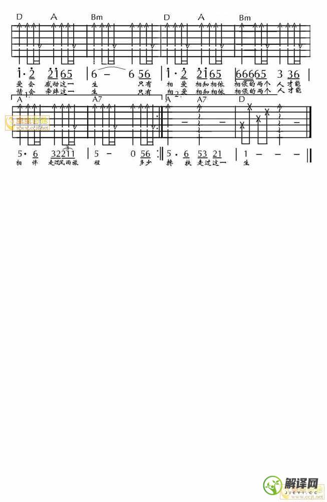 缘分五月吉他谱,江智民原版D调六线谱,简单弹唱教学指弹简谱图,王东吉他版