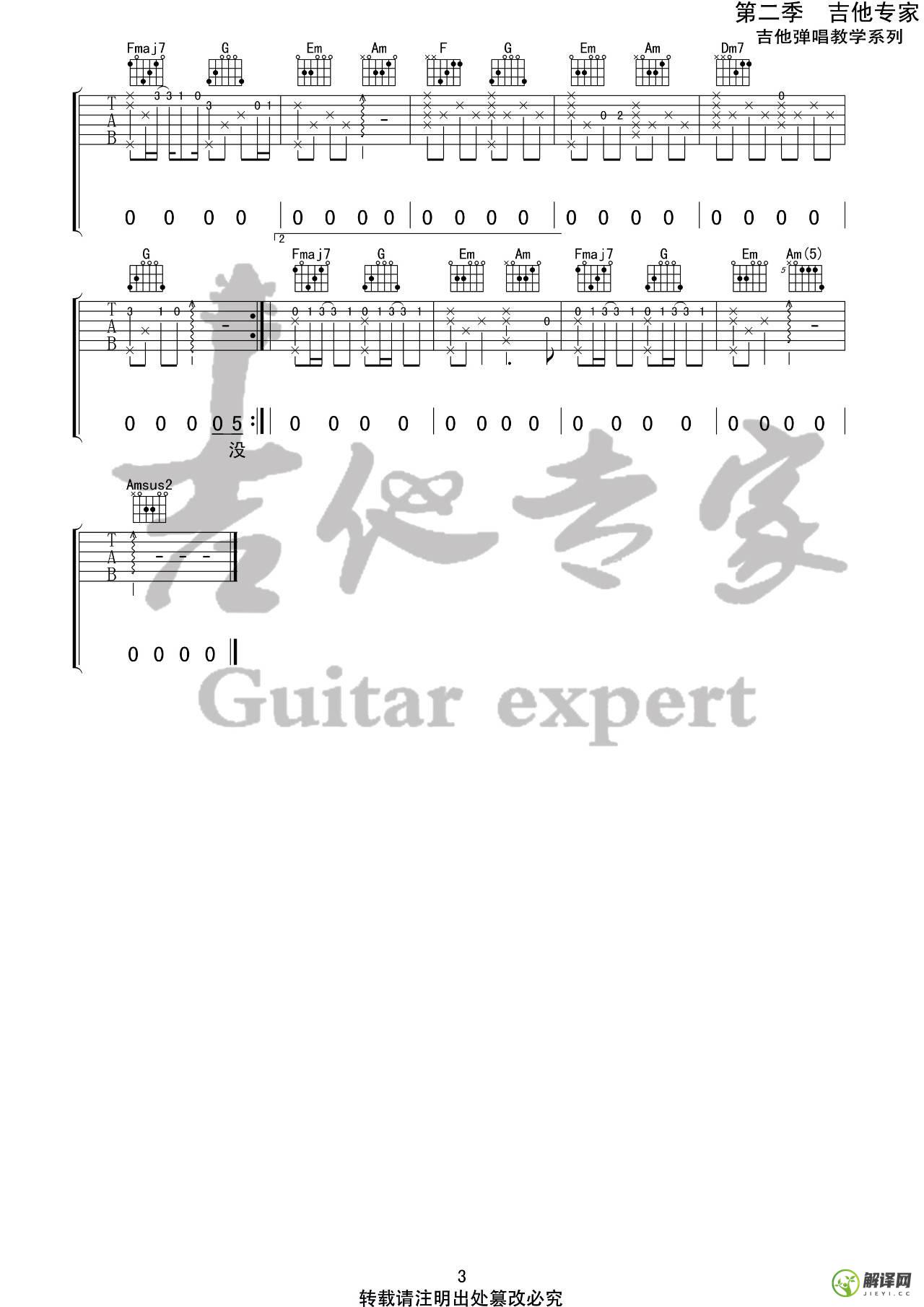 嚣张吉他谱,En原版C调简单版,简单弹唱教学指弹简谱图,吉他专家版