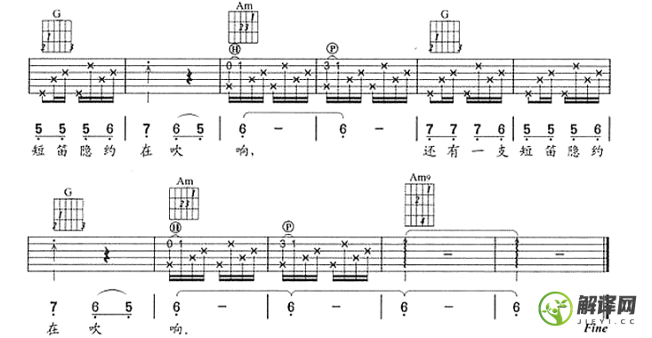 乡间小路吉他谱,原版歌曲,简单C调弹唱教学,六线谱指弹简谱3张图